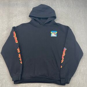 Hello Kitty Sanrio Mens Large Black Mecha Robot Graphic Hoodie Japanese Text